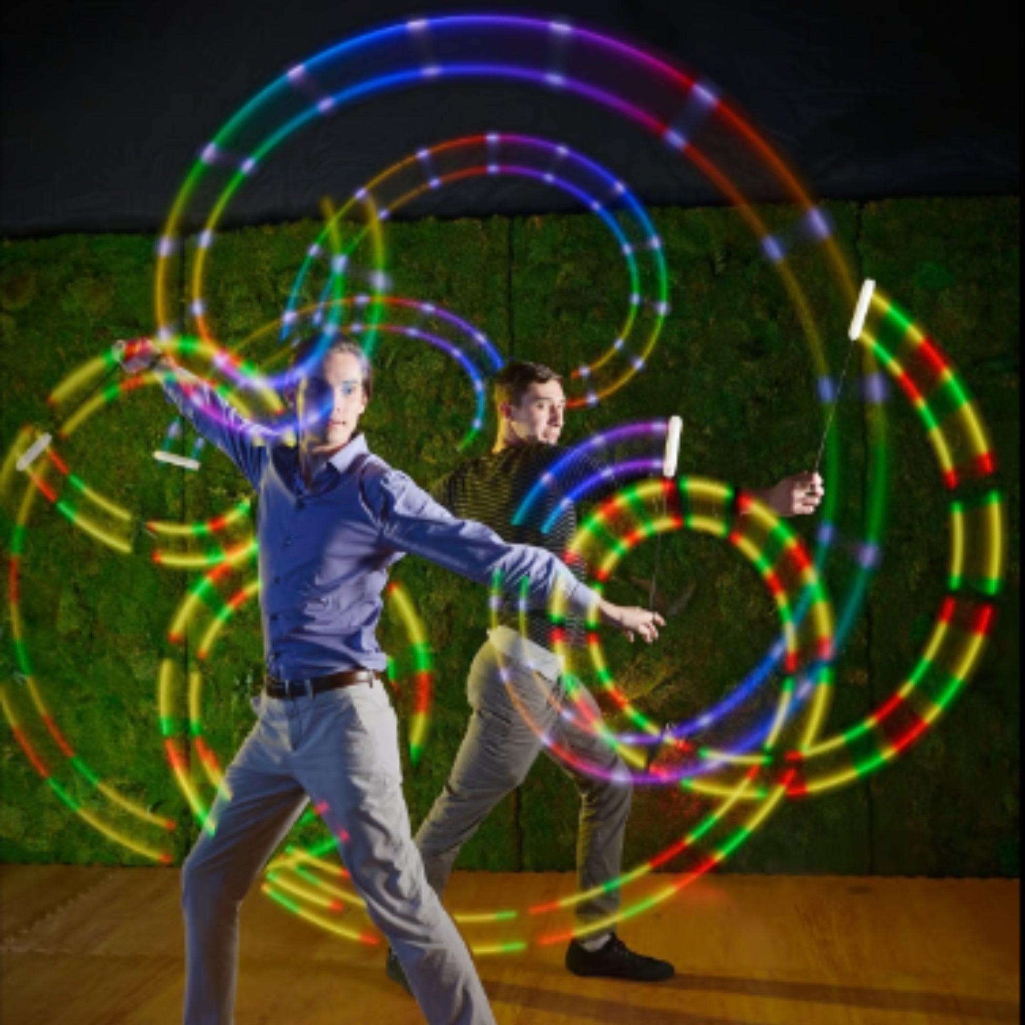 crystal poi spinning with light trails