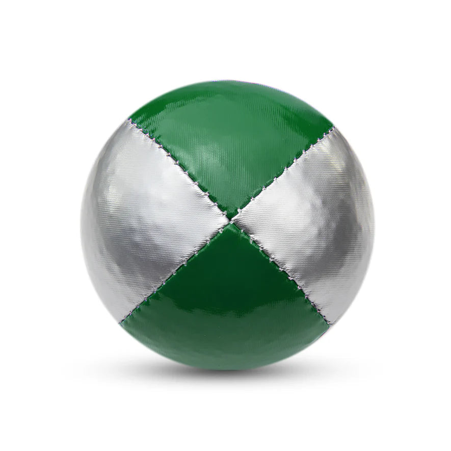 Single green/silver juggling ball