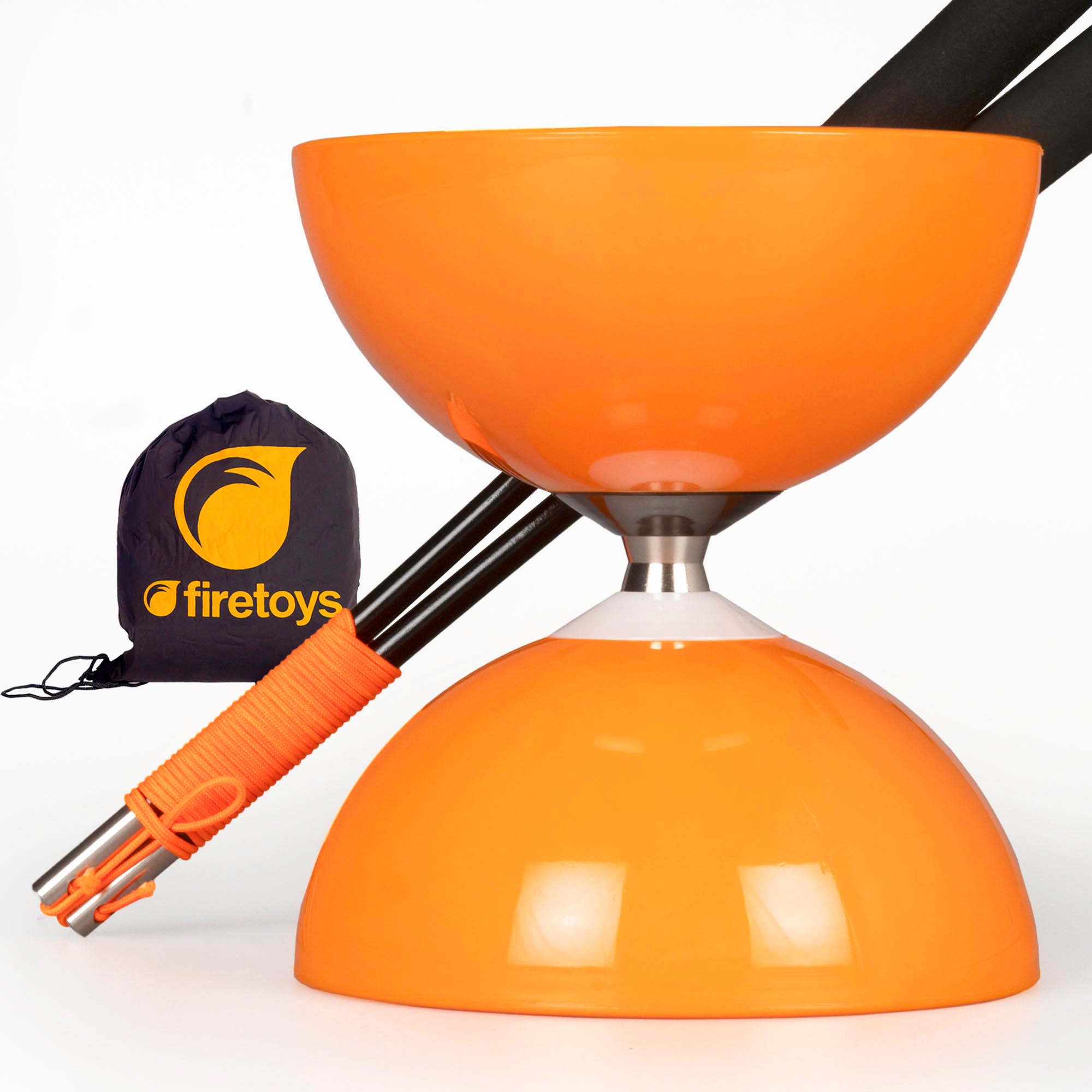 Orange diabolo with handsticks and bag
