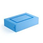 Status foam cigar box in blue laying at angle