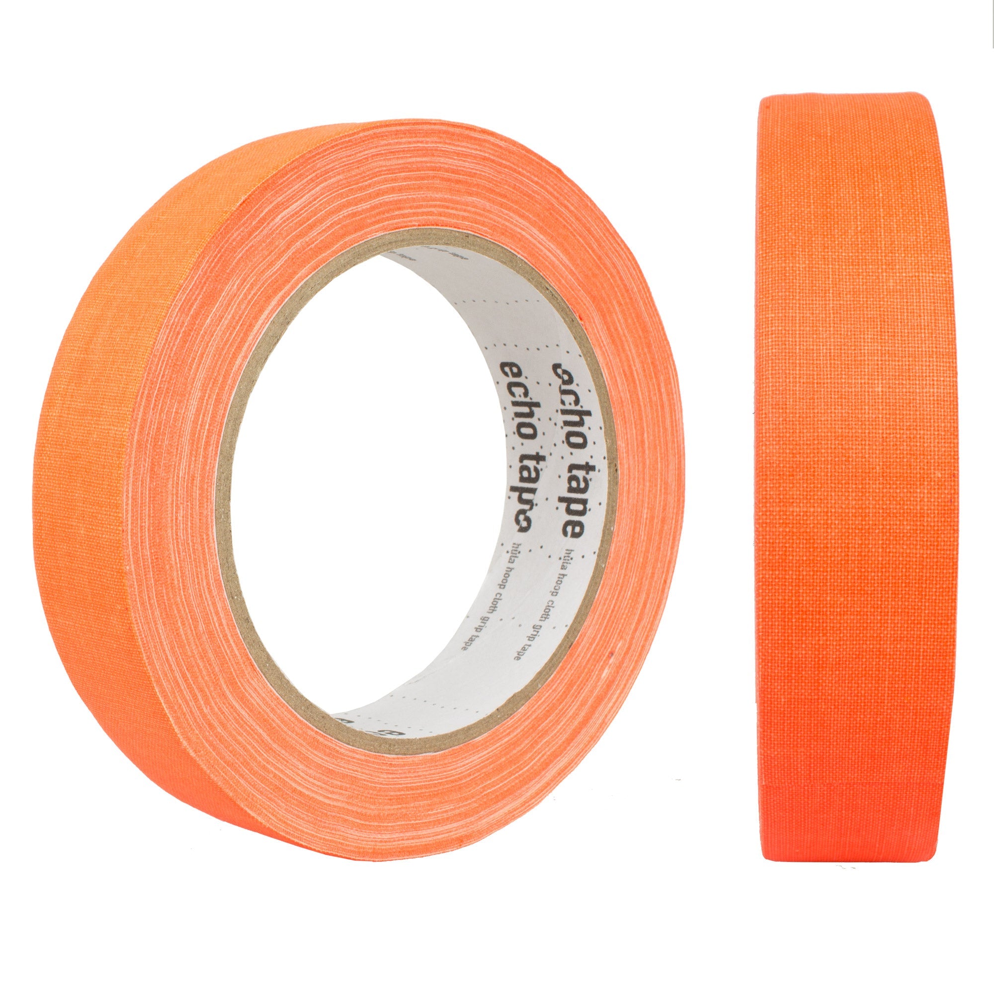 a roll of UV orange tape from two angles