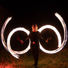 performer with fire poi