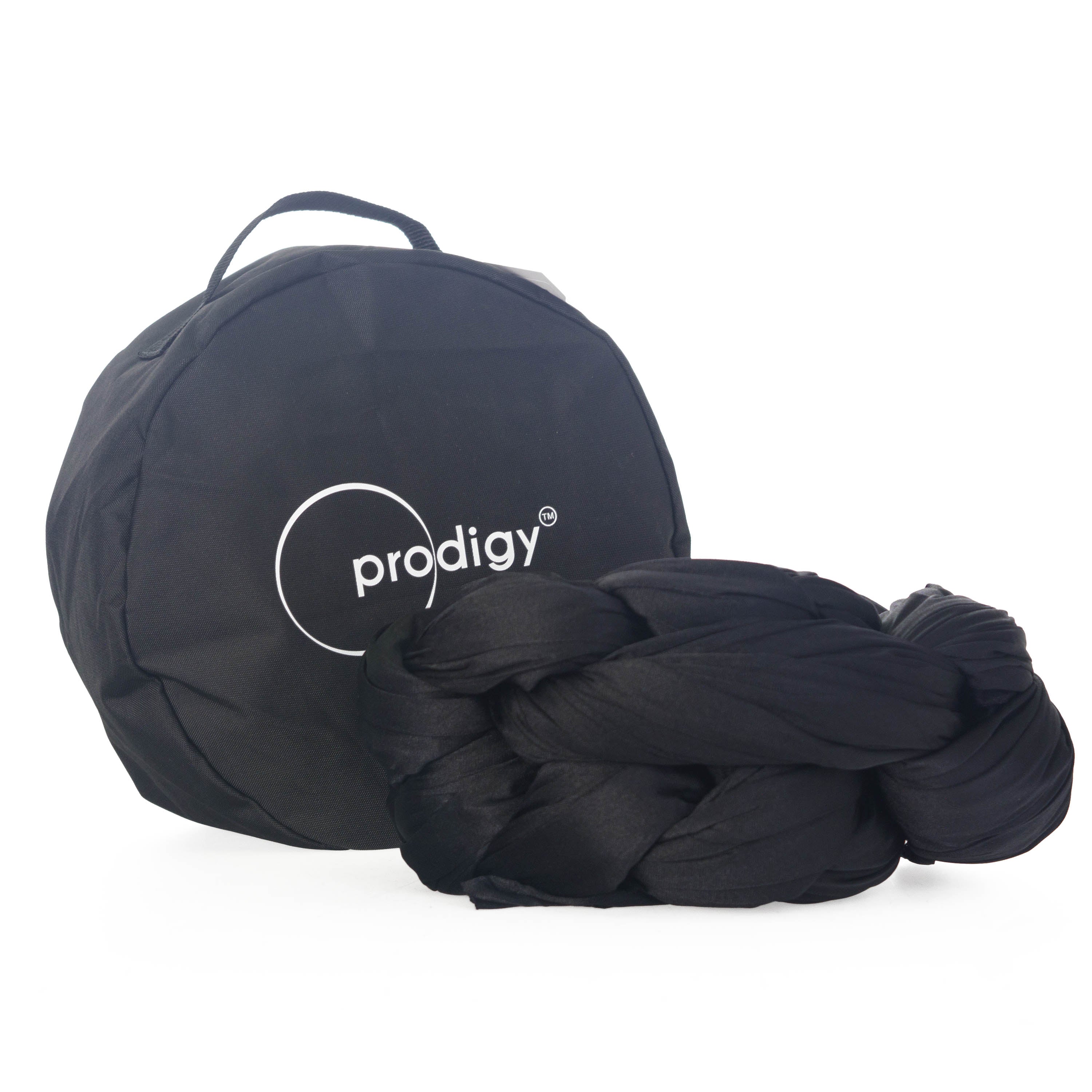Black Prodigy hammock tied next to bag