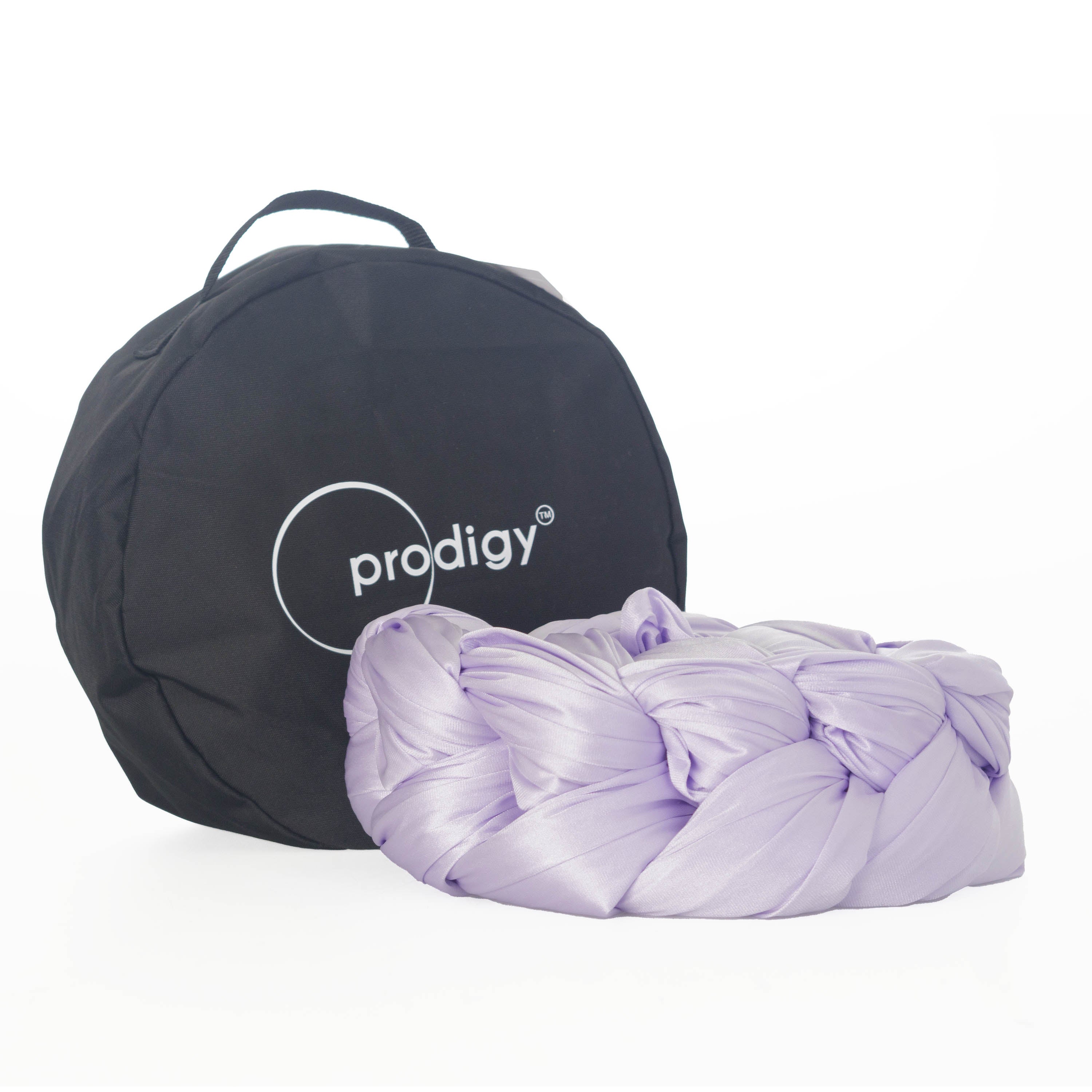Lilac Prodigy hammock tied next to bag
