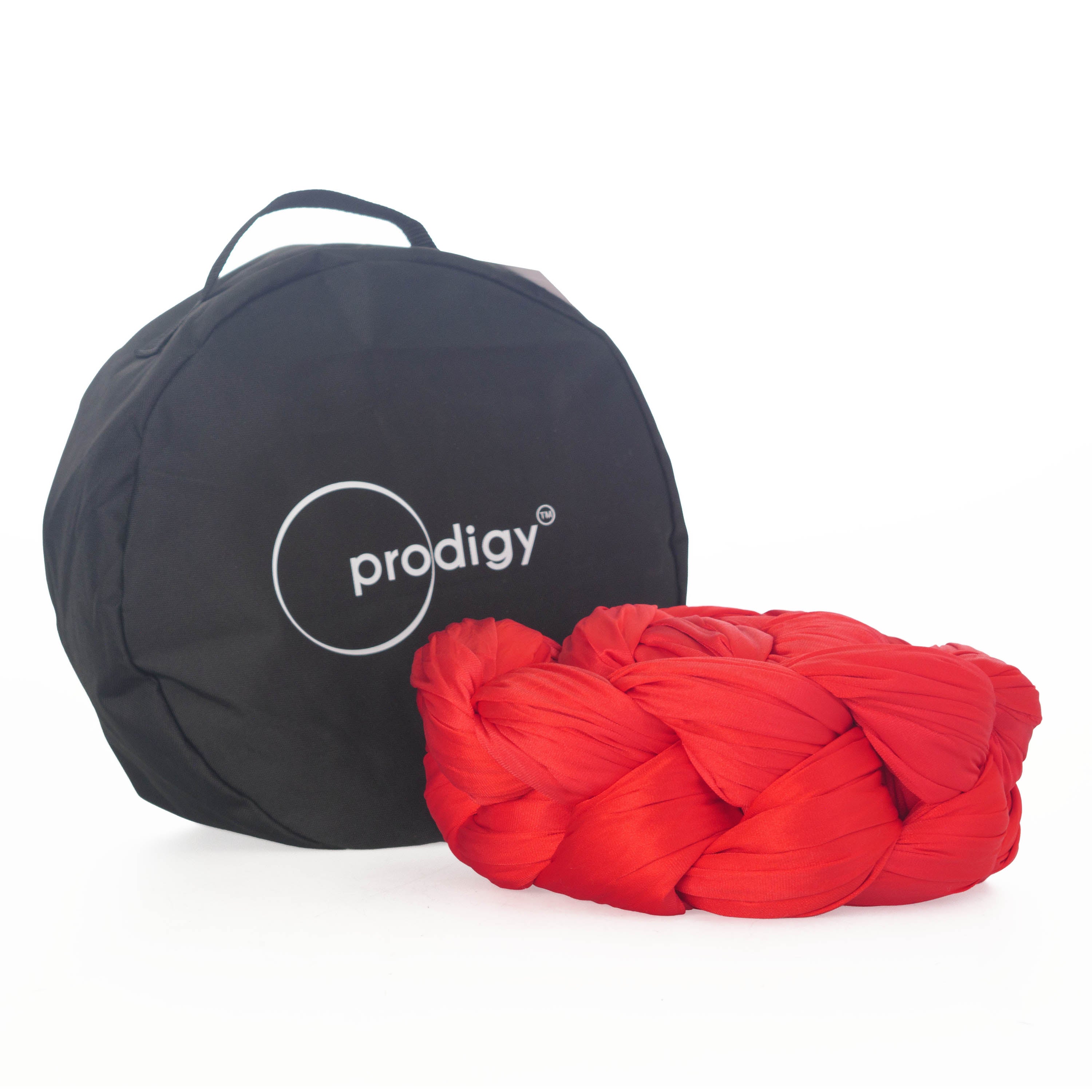 Red Prodigy hammock tied next to bag